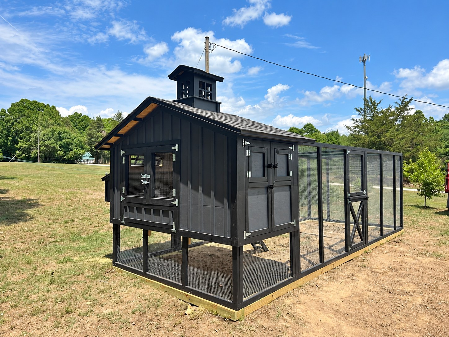 First coop photo with a black base and black trim
